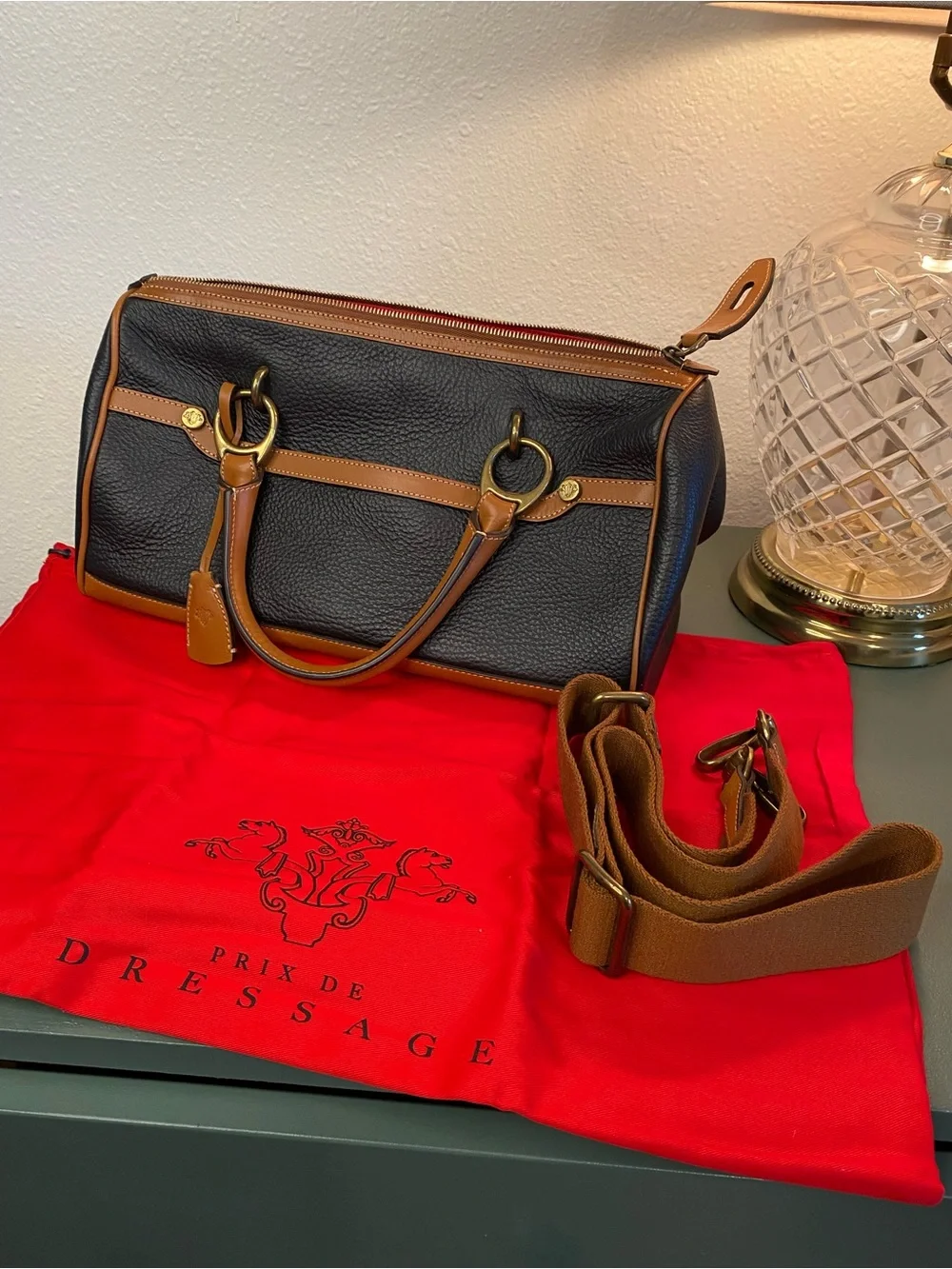 Prix de Dressage Leather Satchel Navy Tan Equestrian Quiet Luxury Bag